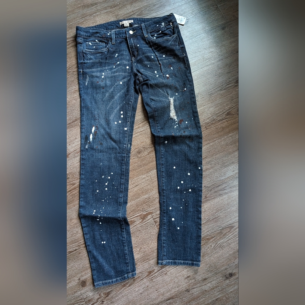 Blue, denim, distressed, skinny jeans